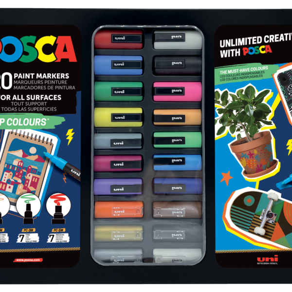 MALETA POSCA METÁLICA 20P POP COLOURS