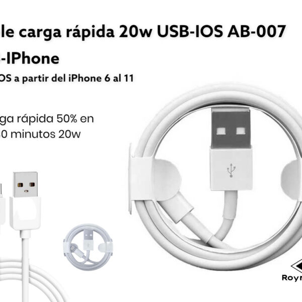 CABLE DE CARGA RAPIDA 20W USB IOS OLD GENERATION