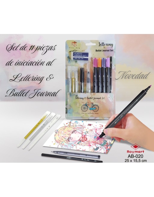 KIT INICIACION LETTERING Y BULLET JOURNAL,11 PZAS.