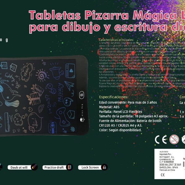 PIZARRA MAGICA LCD A4 COLOR,4 COLORES