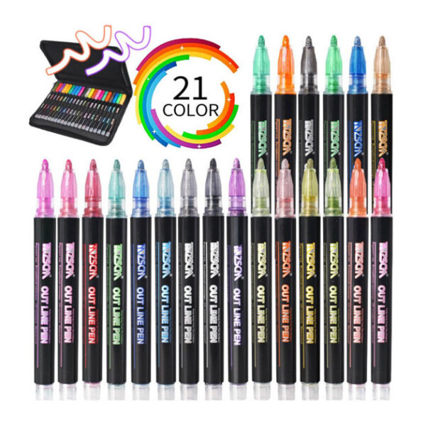SET 21 ROTULADORES OUTLINER BICOLOR NEON PASTEL