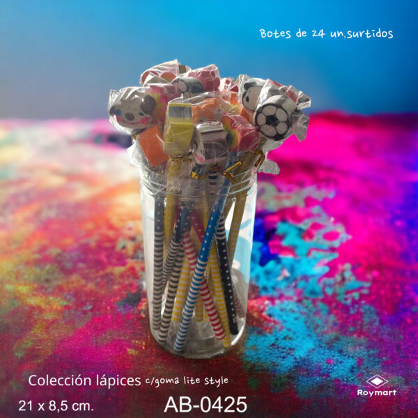 BOTE PVC CON 24 LAPICES CON CUTE TOPPER