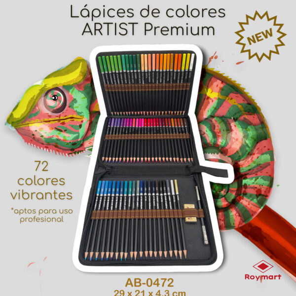 ESTUCHE 72 COL. LAPICES PREMIUM C/ GOMA Y EXTENSOR