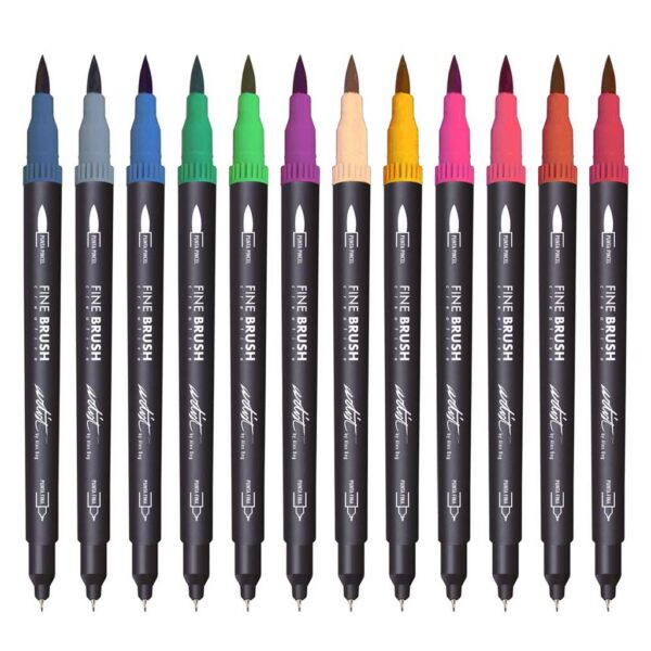 12 ROTULADORES FINE BRUSH GAMA CREATIVE 2 PUNTAS