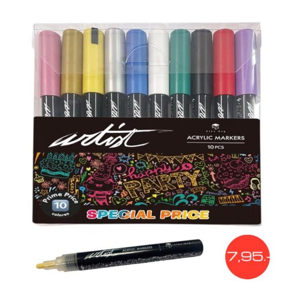 ESTUCHE ACRILICOS GAMA ARTIST ,10 COLORES PROMO