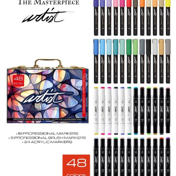 MALETIN ARTIST ACRYLICOS/ALCOHOL MARKERS 48 COL.