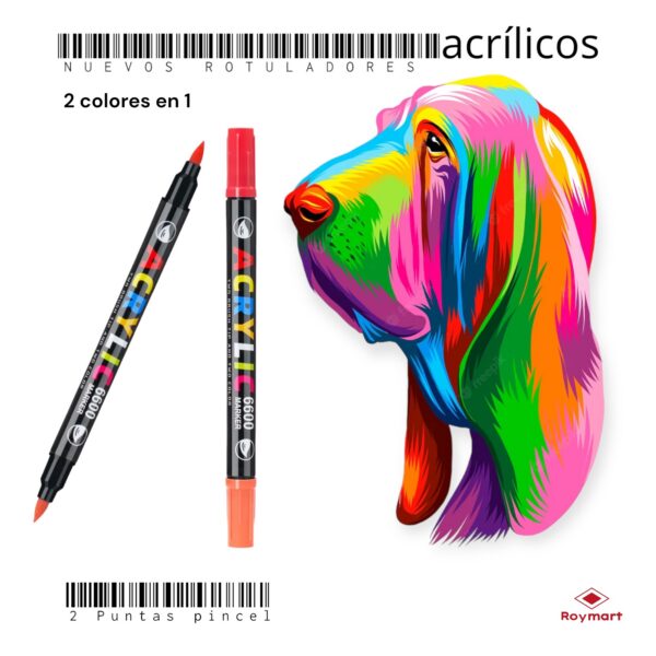 ESTUCHE ACRILICOS PINCEL 2 EN 1 ,36 COL.
