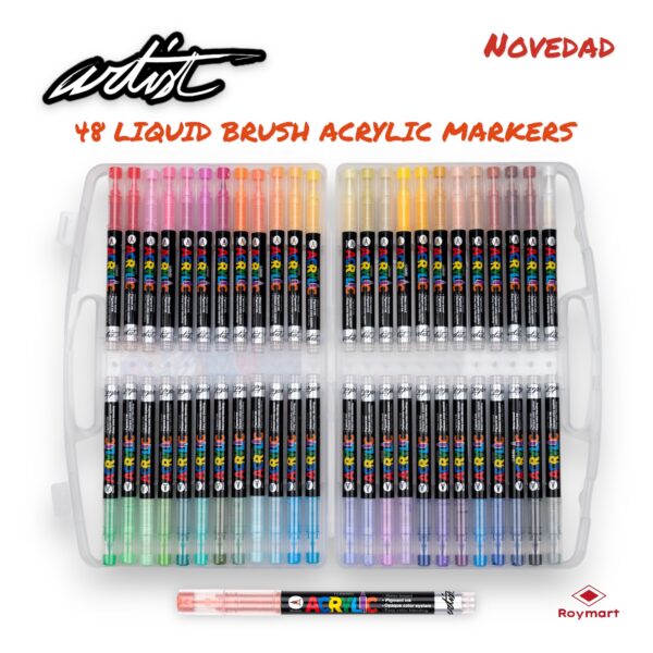 ESTUCHE MALETIN ACRILICOS REAL BRUSH ,48 COLORES
