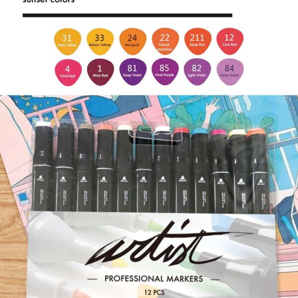 ESTUCHE GAMA ARTIST 12 ORANGE,RED,VIOLET COLORS