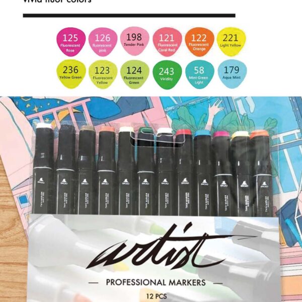 ESTUCHE GAMA ARTIST 12 VIVID FLUOR COLORS