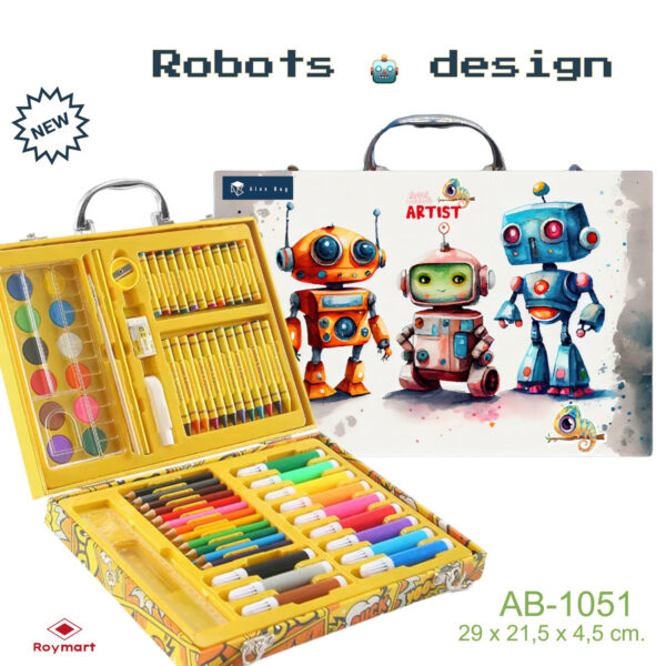 SET ART STUDIO 68 PIEZAS THREE ROBOTS