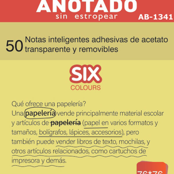 PAQUETE 50 NOTAS INTELIGENTES ACETATO AMARILLO FLU