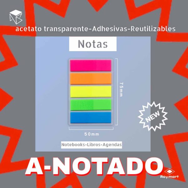 PAQUETE 100 NOTAS SEÑALADORAS ACETATO TRANSPARENTE