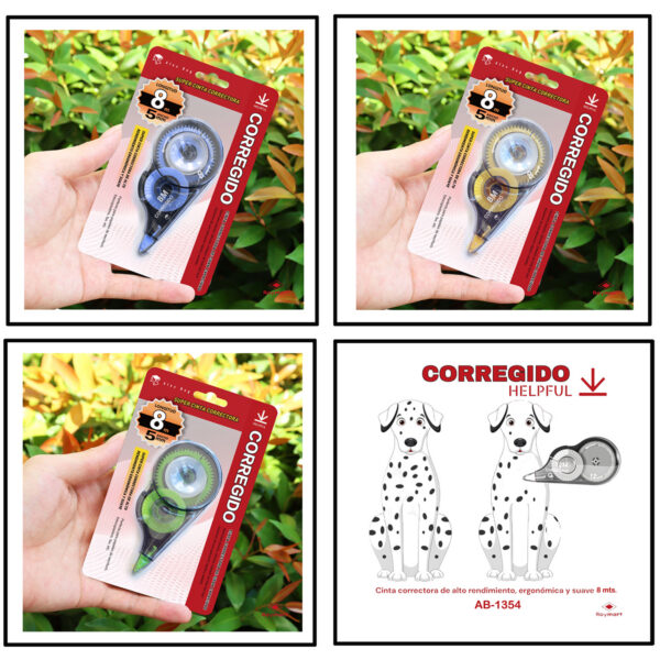 CINTA CORRECTORA CORREGIDO 8 MTS.,3 COLORES