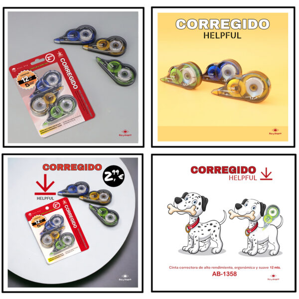 CINTA CORRECTORA CORREGIDO PACK 3 UDS. 12 MTS.