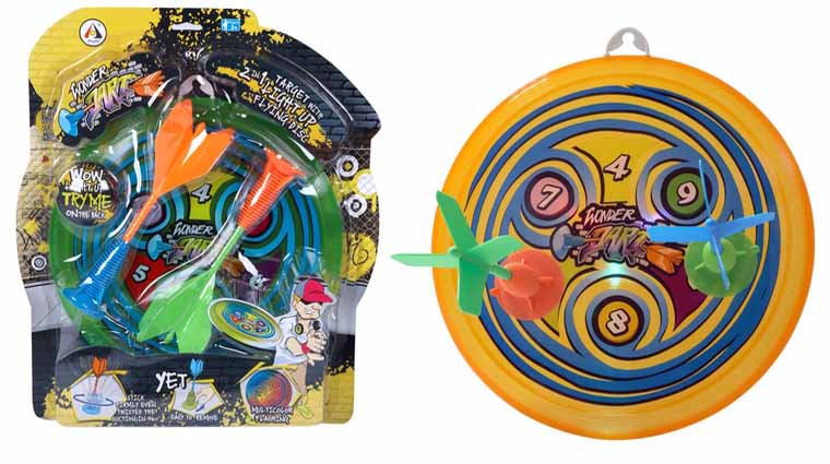 JUEGO 2 EN 1 DARDOS Y FRISBY EN BLISTER