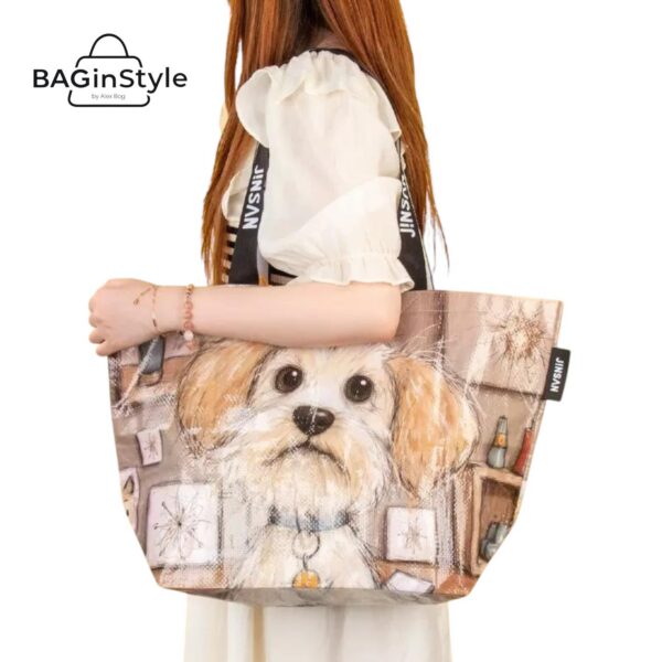 PP WOVEN BAG GRANDE DOG ON HOUSE