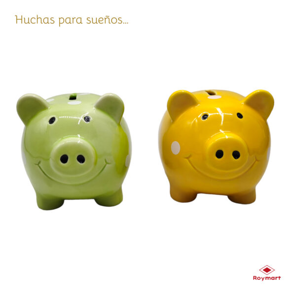 HUCHA CERDITO PEQUEÑA VERDE Y AMARILLO