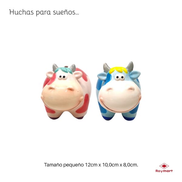 HUCHA PEQUEÑA VACA AZUL Y ROSA