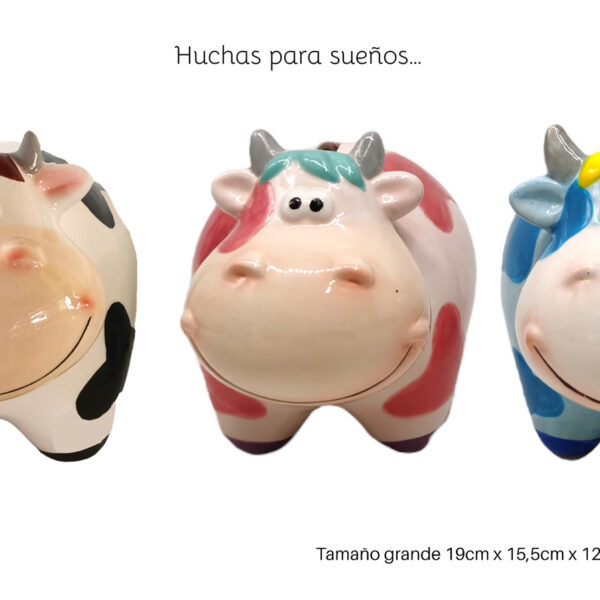 HUCHA GRANDE VACA ROSA Y AZUL
