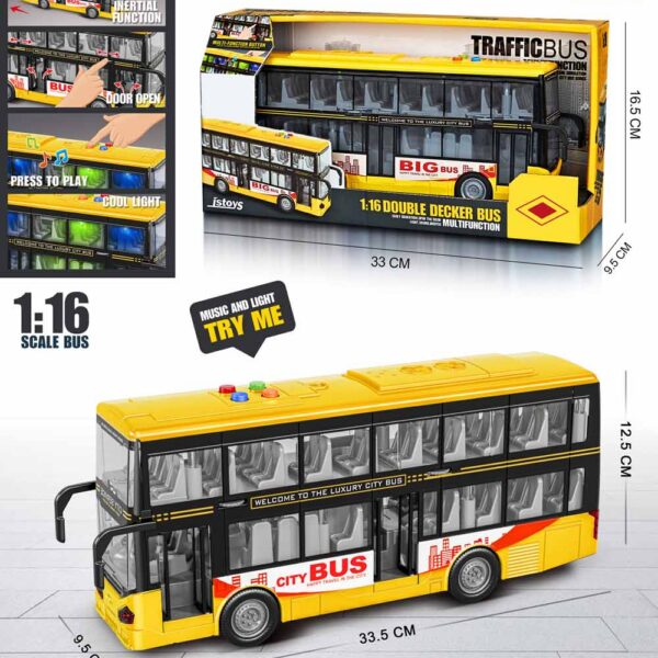 AUTOBUS URBANO DOS PISOS AMARILLO CON LUZ Y SONIDO