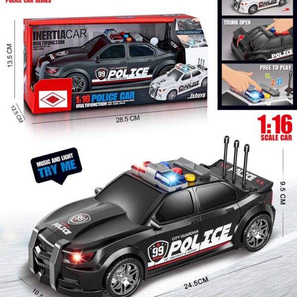 COCHE POLICIA NEGRO ESCALA 1:16 LUZ Y SONIDO