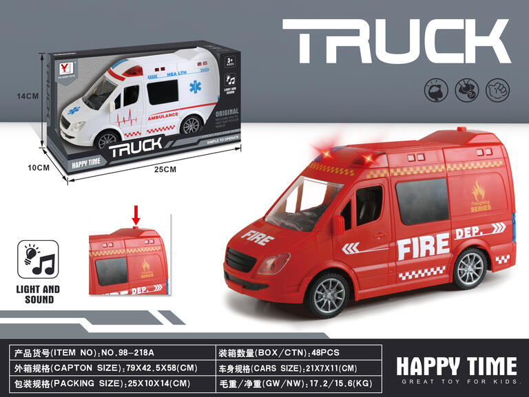 FURGONETA AMBULANCIA,BOMBEROS LUZ Y SONIDO,2 MODELOS