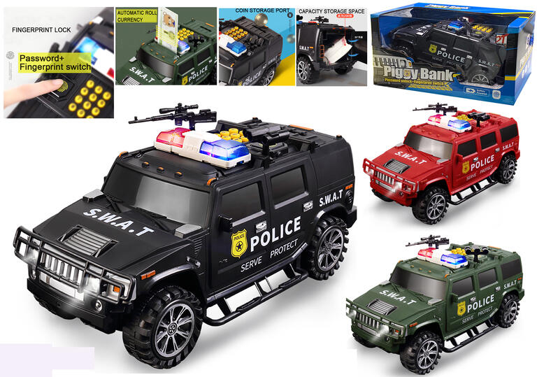 HUCHA FURGON CON HUELLA DIGITAL , 3 COLORES