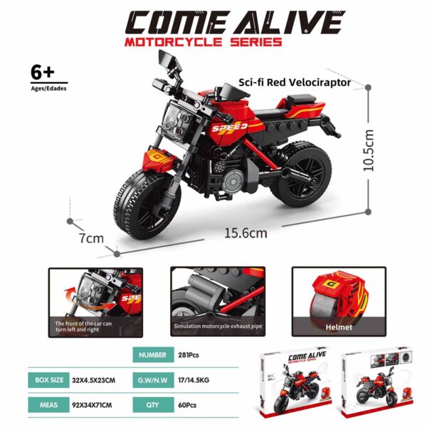 MAQUETA 281 PZAS CONSTRUC. MOTO RED VELOCIRAPTOR