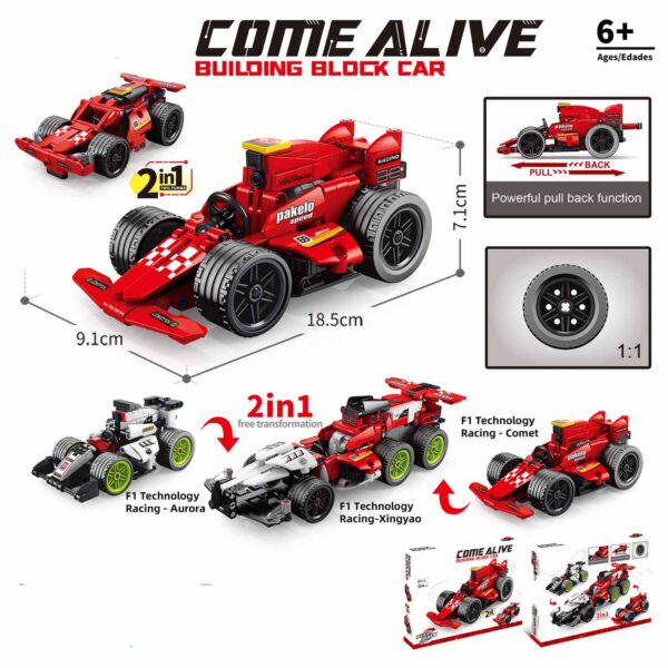 MAQUETA 204 PZAS 2 EN 1CONST. COCHE FORMULA 1 ROJO