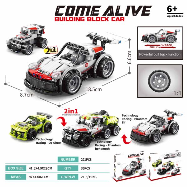 MAQUETA 221 PZAS 2 EN 1CONST. COCHE FORMULA BLANCO