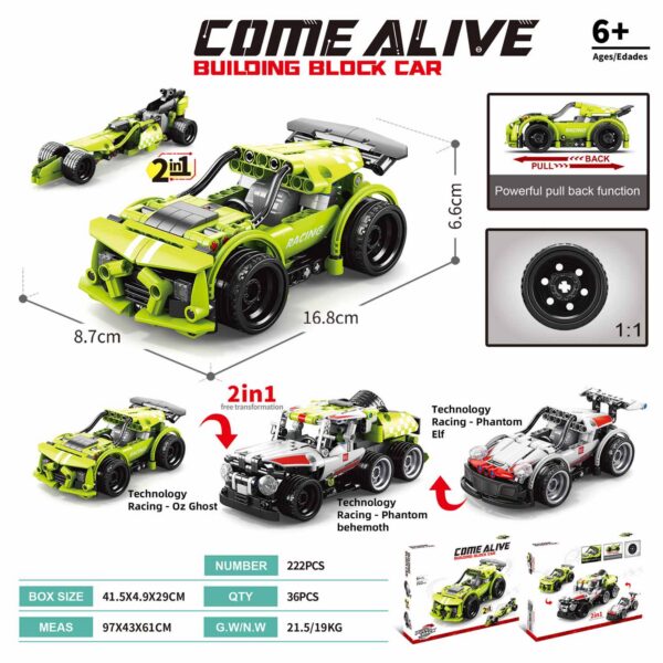 MAQUETA 222 PZAS 2 EN 1CONST. COCHE FORMULA VERDE