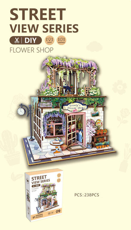 PUZZLE MADERA 238 PIEZAS STREET FLOWER SHOP