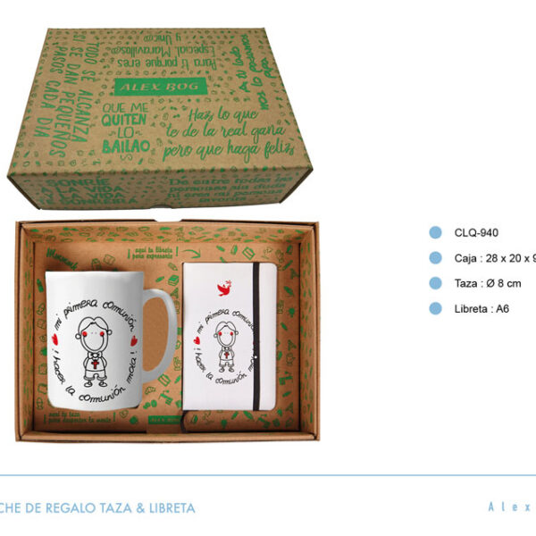 SET LIBRETA Y MUG ,HACER LA COMUNION MOLA BOY
