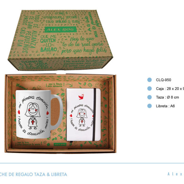 SET LIBRETA Y MUG ,HACER LA COMUNION MOLA GIRL