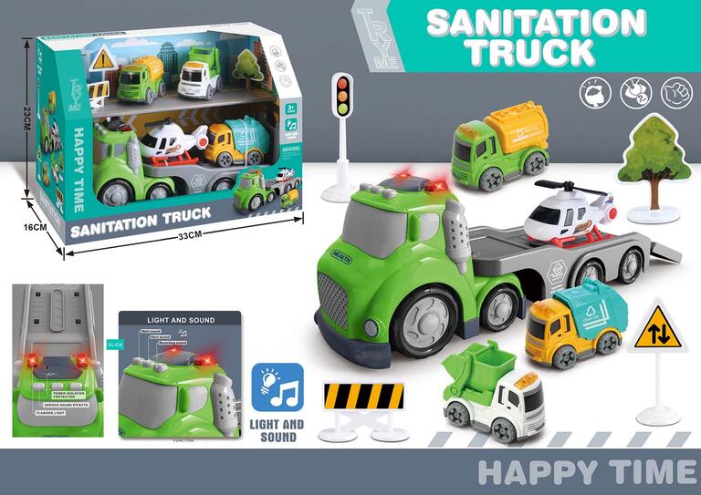 CAMION SANITATION TRUCK CON COMPLEMENTOS LUZ Y SONIDO