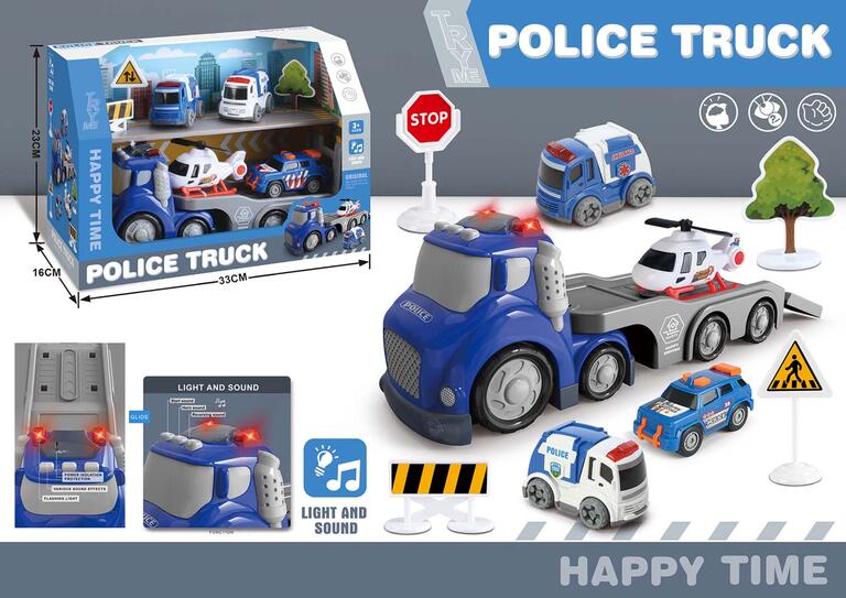 CAMION POLICE TRUCK CON COMPLEMENTOS LUZ Y SONIDO