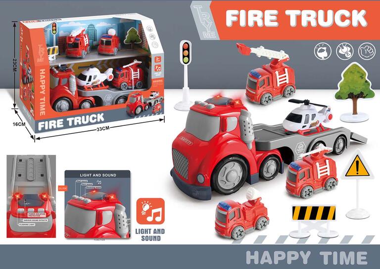 CAMION FIRE TRUCK CON COMPLEMENTOS LUZ Y SONIDO