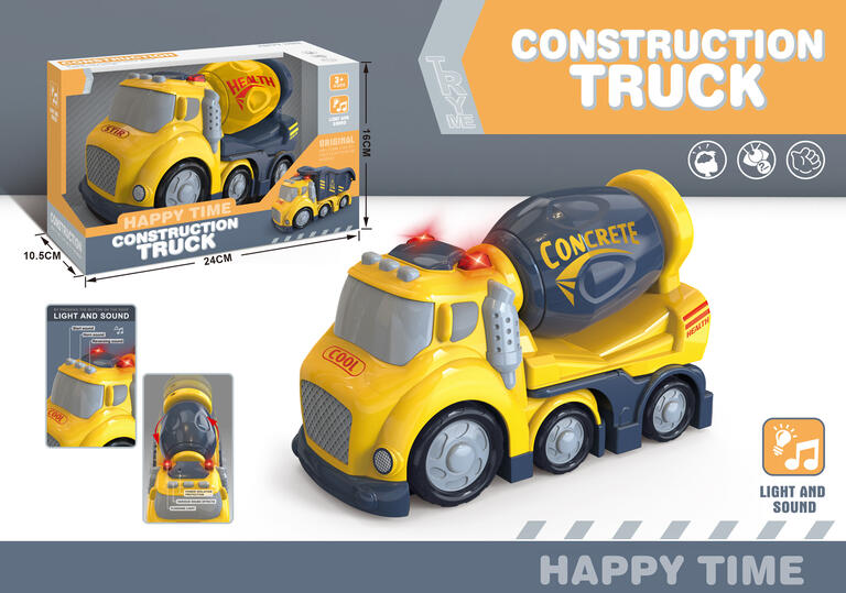 CAMION CONSTRUCTION TRUCK CEMENTERO CON LUZ Y SONIDO