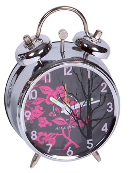 RELOJ CAMPANAS PEQ. MOD.DIAL NEGRO C/FLORES ROJAS