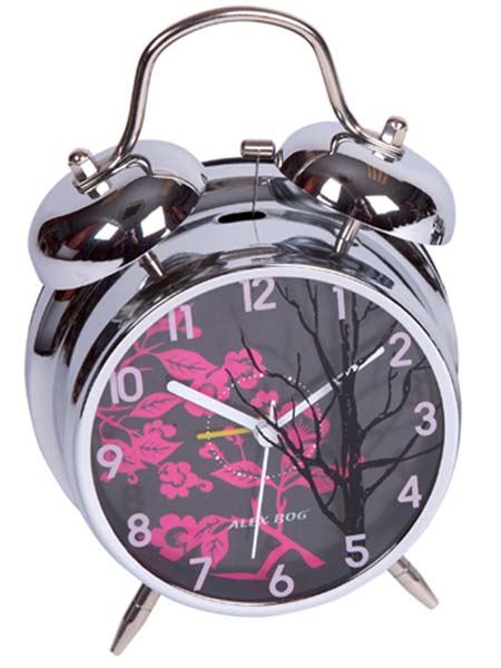 RELOJ CAMPANAS MED. MOD.DIAL NEGRO C/FLORES ROJAS