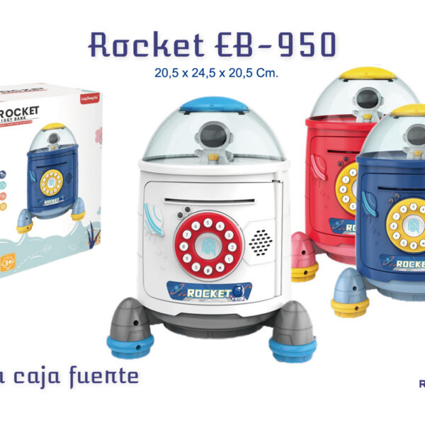 HUCHA ELECTRONICA ROCKET CAJA FUERTE MULTIF.3 COL.