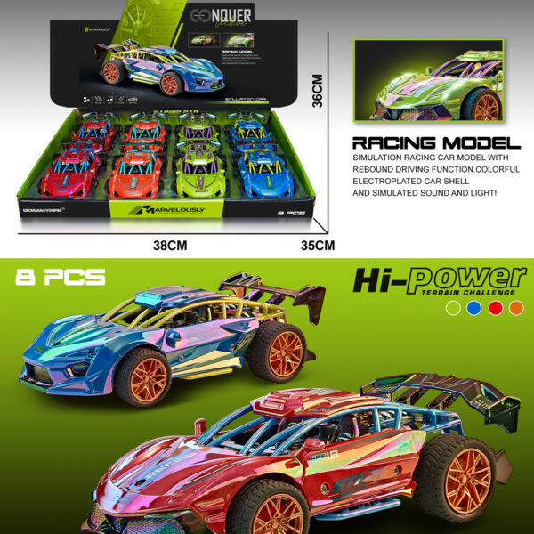 EXP.8 COCHES CARRERA PULL BACK LUZ Y SONIDO,4 COL