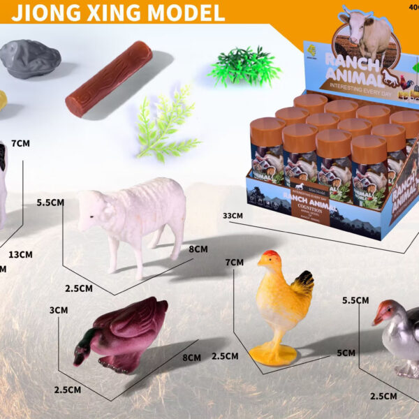 EXP.12 TUBOS CON ANIMALES DE LA GRANJA ,6 MODELOS