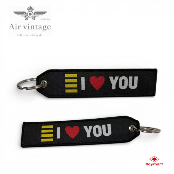 LLAVERO TELA BORDADO AIR VINTAGE I LOVE YOU