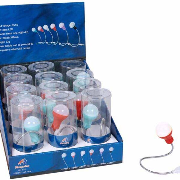 EXP.12 BOMBILLAS USB LECTURA LUCES LED,2 COL.