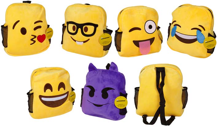 MOCHILA PEQUEÑA 28 CMS.EMOTICONOS, 6 MODELOS SURT.