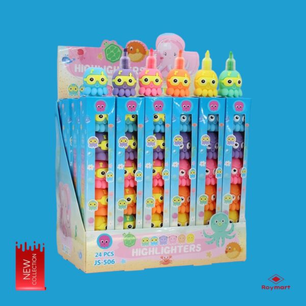 NUEVO EXP.24 SETS CON 5 MARCADORES PULPOS KAWAII