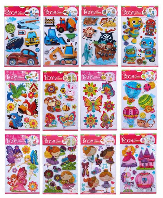 SET 12 LAMINAS 3D ADHESIVAS ROOM DECOR SELF SURT.