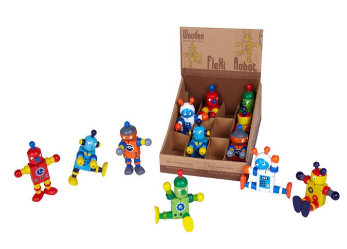 EXP.12 ROBOTS MADERA FLEXIBLES ,COLORES SURTIDOS